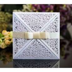 Laser Cut Paper Wedding  Invitation Square Flower Invitation Holiday Greeting Card Wholesale